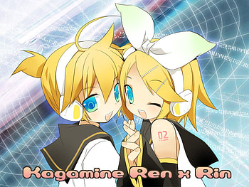 rin and len kagamine, blue, kagamine, len, twins, rin HD wallpaper