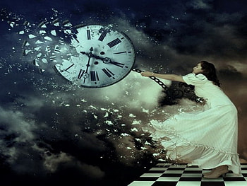 time flies, girl, clock, time, dark HD wallpaper
