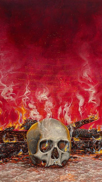 Pintura cráneo fuego, rojo, calavera HD phone wallpaper