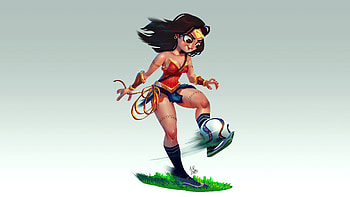 Wonder Woman Playing Football, wonder-woman, superheroes, artwork, artist, artstation HD wallpaper