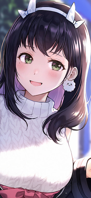 Violet Halo — Emerald Gaze | Original Anime Mobile | Aurora Violet | Green-Eyed Violet, purple hair, green eyes, Anime, Original HD phone wallpaper