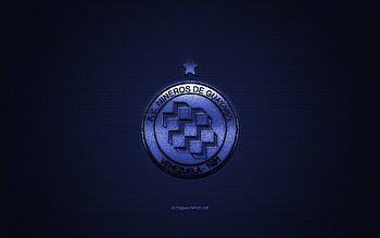 Mineros de Guayana, Venezuelan football club, blue logo, blue carbon fiber background, Venezuelan Primera Division, football, Puerto Ordaz, Venezuela, Mineros de Guayana logo HD wallpaper