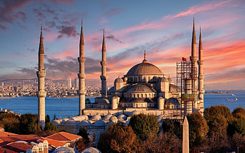 Sultan Ahmed Mosque, Evening sunset, Istanbul, Landmark HD wallpaper