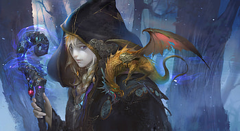 Magic Girl With Dragon, artist, artwork, digital-art, behance HD wallpaper