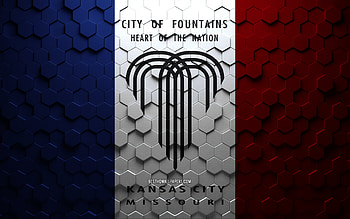 Flag of Kansas City, Missouri, Honeycomb Art, Kansas City Hexagons Flag, Kansas City, 3d hexagons art, Kansas City Flag HD wallpaper