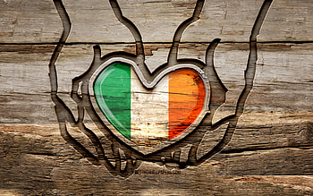 I love Ireland, , wooden carving hands, Day of Ireland, Flag of Ireland, creative, Ireland flag, Irish flag, Ireland flag in hand, Take care Ireland, wood carving, Europe, Ireland HD wallpaper