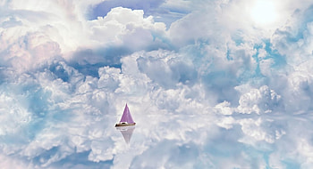 SUMMERDAY, SKY, WHITE, CLOUDS, SAILING, REFLECTION, SHIP, SUNSHINE, BLUE HD wallpaper