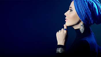 Beauty, jewel, blue, profile, model, earring ng, face, girl, woman HD wallpaper