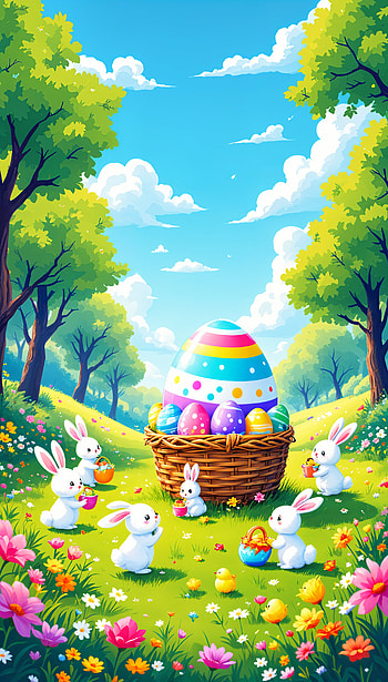 Easter Joy: A Whimsical Delight, Easter, bunny, spring, nature HD phone wallpaper