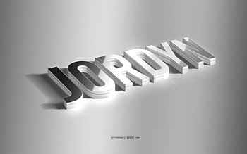 Jordyn, silver 3d art, gray background, with names, Jordyn name, Jordyn greeting card, 3d art, with Jordyn name HD wallpaper
