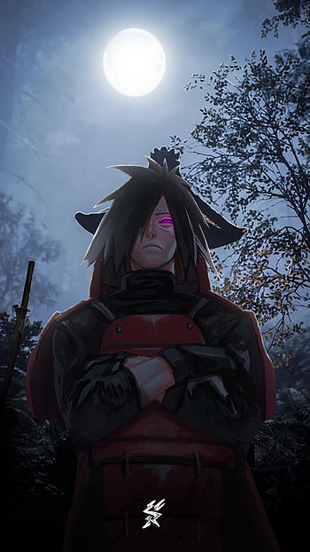 Madara uchiha, sky, moon HD phone wallpaper