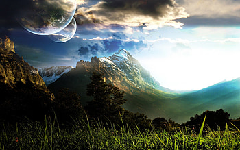 nice mountains and sky, sky, mountains, moon HD wallpaper