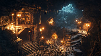 Stonebound: Dwarven Mine — Fantasy, fantasy, cave, dungeon, stairs HD wallpaper