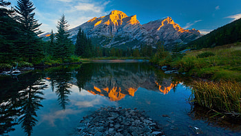 Kananaskis County, Alberta, water, mountain, reflections, landscape, trees, canada HD wallpaper