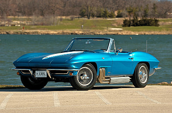 1963 Harley Earl Corvette, fast, sports, car, lake HD wallpaper