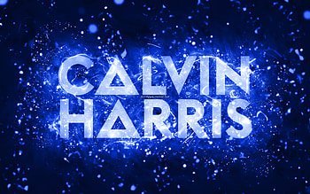 Calvin Harris dark blue logo, , scottish DJs, dark blue neon lights, creative, dark blue abstract background, Adam Richard Wiles, Calvin Harris logo, music stars, Calvin Harris HD wallpaper