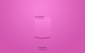 Yoga mat 3d icon, pink background, 3d symbols, Yoga mat, weight loss icons, 3d icons, Yoga mat sign, weight loss 3d icons HD wallpaper