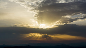 Landscape, Nature, Sunset, Clouds, Shine, Light, Rays, Beams HD wallpaper