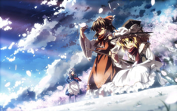Sunrise, mystic, mahou, magic, reimu hakurei, izayoi sakuya, priestess, anime, touhou, kirisame marisa HD wallpaper