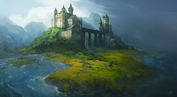 Fantasy Castle Island : Majestic Landscape View, fantasy landscape, castle, island HD wallpaper