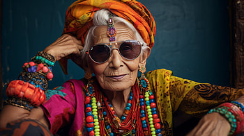 Grandmother in Colorful Attire - AI Art, AI Art, woman, Grandmother HD wallpaper