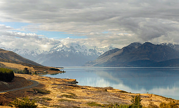 Nature, Sky, Lake, Road, Hill HD wallpaper