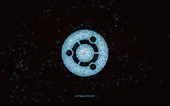 Ubuntu glitter logo, , black background, Ubuntu logo, light blue glitter art, Ubuntu, creative art, Ubuntu light blue glitter logo HD wallpaper