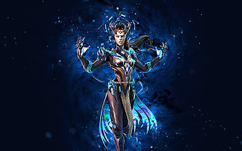 Obliterator The Cube Queen, , blue neon lights, Fortnite Battle Royale, Fortnite characters, Obliterator The Cube Queen Skin, Fortnite, Obliterator The Cube Queen Fortnite HD wallpaper