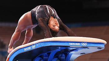 Vault gymnastics, Simone Biles, Yurchenko double pike, Olympic podium HD wallpaper