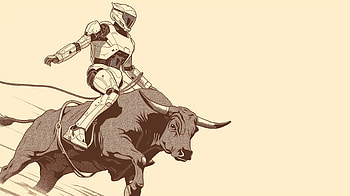Futuristic Robot Rodeo Bull Riding, robot, rodeo, bull HD wallpaper