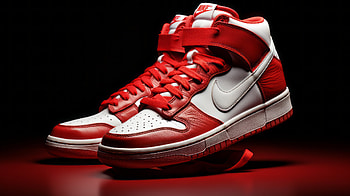 White and Red Nike Sneakers, sneakers, shoe, man made, Nike HD wallpaper
