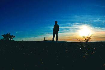 Sunset, Horizon, Dark, Silhouette, Human, Person HD wallpaper