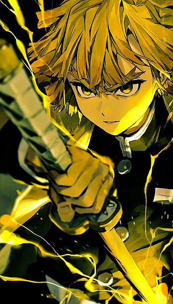 Zenitsu, art, hair, anime HD phone wallpaper