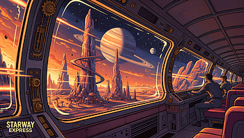 Starway Express — : Sunset Over the Ringed Spires, Alien Planet, Ringed Planet HD wallpaper