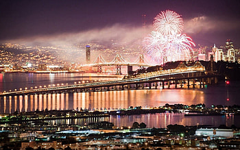 Cities, Night, Usa, City, Holiday, Bridge, United States, Fireworks, Firework, San Francisco HD wallpaper