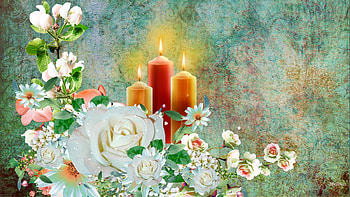 Summer Flowers and Candles, summer, rose, light, candles, flowers, spring, grunge HD wallpaper