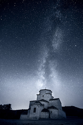Nature, Night, Starry Sky, Milky Way, Church HD phone wallpaper