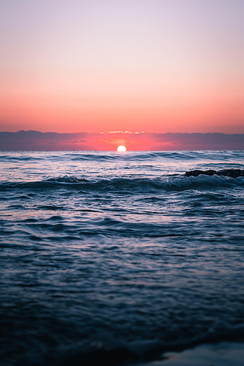 Nature, Sunset, Sea, Sun, Waves, Horizon HD phone wallpaper