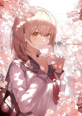 School girl, art, pink HD phone wallpaper