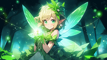 Green Anime Fairy, fantasy, fairy HD wallpaper