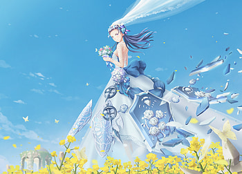 Beautiful bride, outdoor, anime HD wallpaper
