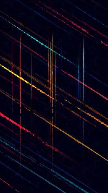 Vibrant abstract painting with colorful diagonal lines on a dark background, expressing energy and motion. HD phone wallpaper