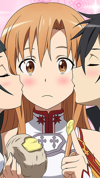 Kirito,Asuna and Yui, Asuna Yuuki, Kirito (Sword Art Online), Anime, Sword Art Online, Kirito And Asuna HD phone wallpaper