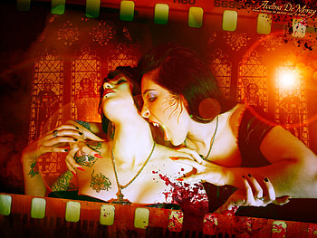 vampire art, abstcrat, vampires, art, horror, women, blood HD wallpaper