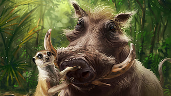 Timon And Pumbaa , pumbaa, artwork, artstation, artist, the-lion-king HD wallpaper