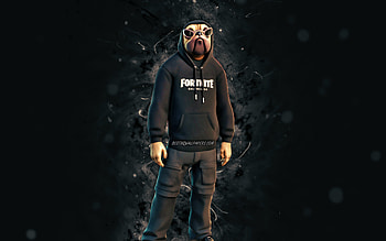 Midnight Shady Doggo, , white neon lights, Fortnite Battle Royale, Fortnite characters, Midnight Shady Doggo Skin, Fortnite, Midnight Shady Doggo Fortnite HD wallpaper