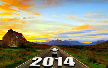 ..New Year Travels 2014.., celebrations, holidays, new year 2014, greetings, seasons, creative pre-made, 3-dimensinal art, travels, abstract, street, happy, xmas and new year, roads HD wallpaper