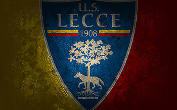 US Lecce, Italian football team, yellow-red background, US Lecce logo, grunge art, Serie A, Lecce, football, Italy, US Lecce emblem HD wallpaper