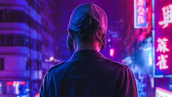 Office Parody Girl , artist, artwork, digital-art, neon HD wallpaper