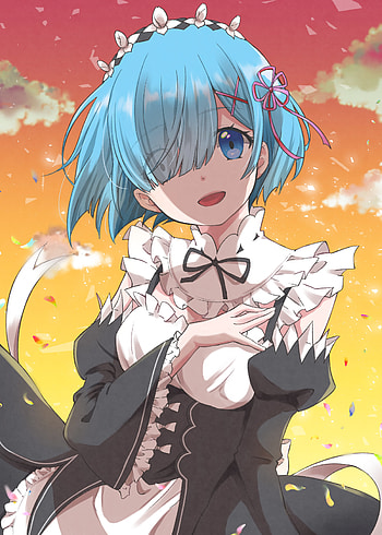 Rem re zero, art, hair, anime HD phone wallpaper